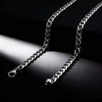 HNSP 316L Stainless Steel Curb Cuban Flat Link Chain Waterproof Necklace For Men Jewelry Minimalist Punk Style Accessories