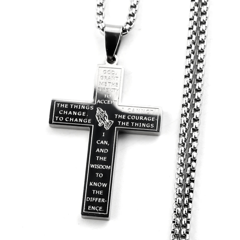 Jesus Cross Praying Hand Pendant — Gold
