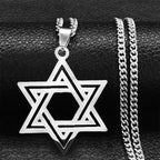 Hip Hop Star Of David Shield Hexagram Pendant Necklace for Men Fashion Stainless Steel Gold Color Chain Star Shape Jewelry Gift