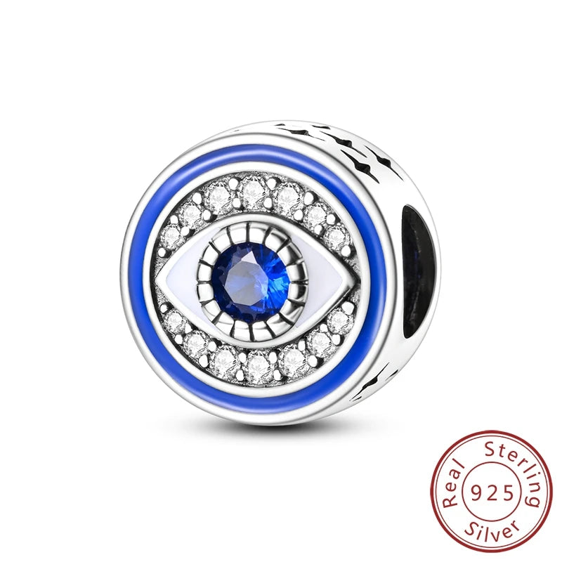 Devil's Eye Cross Charm Pendant — Silver