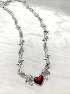 Vintage Gothic Heart Bat Thorns Pendant Necklace for Men & Women
