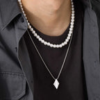 Rhombus Pearl Bead Chain Necklace — SS