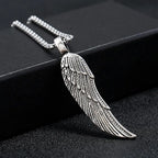 Silver Feather Wings Angel Pendant Necklace