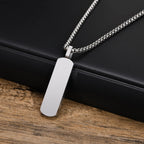 Vnox Mens Silver Color Bar Necklaces, Geometric Stainless Steel Pendant with Box Chain, Minimalst Metal Jewelry Gift