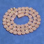 Rose Gold Tennis Chain Necklace 10/12MM Cluster