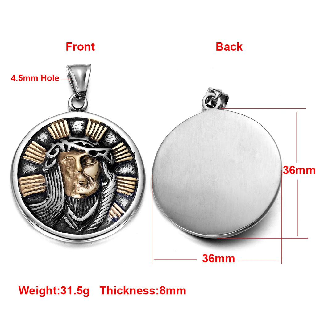 Norse Viking Rune Round Pendant Necklace — Stainless Steel
