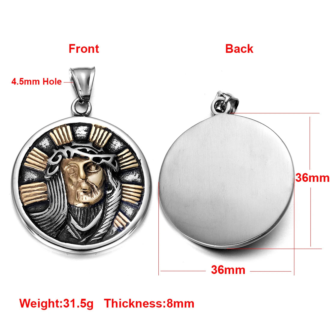Norse Viking Rune Round Pendant Necklace — Stainless Steel