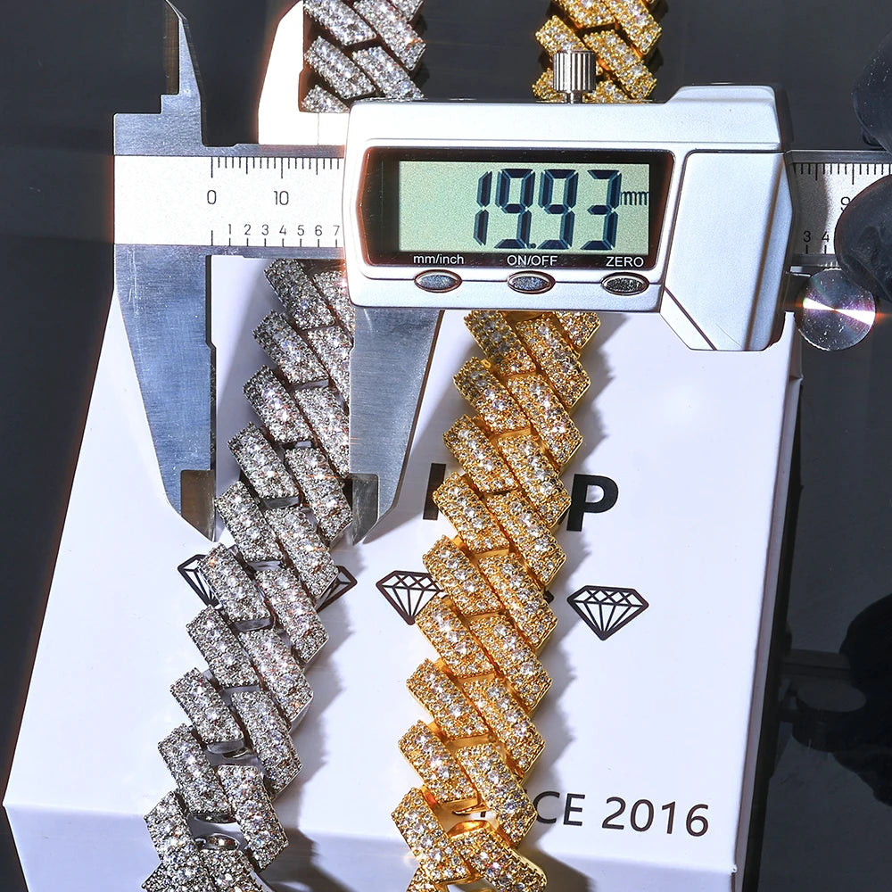 Gold Cuban Bracelet Iced Out 18MM 3-Row