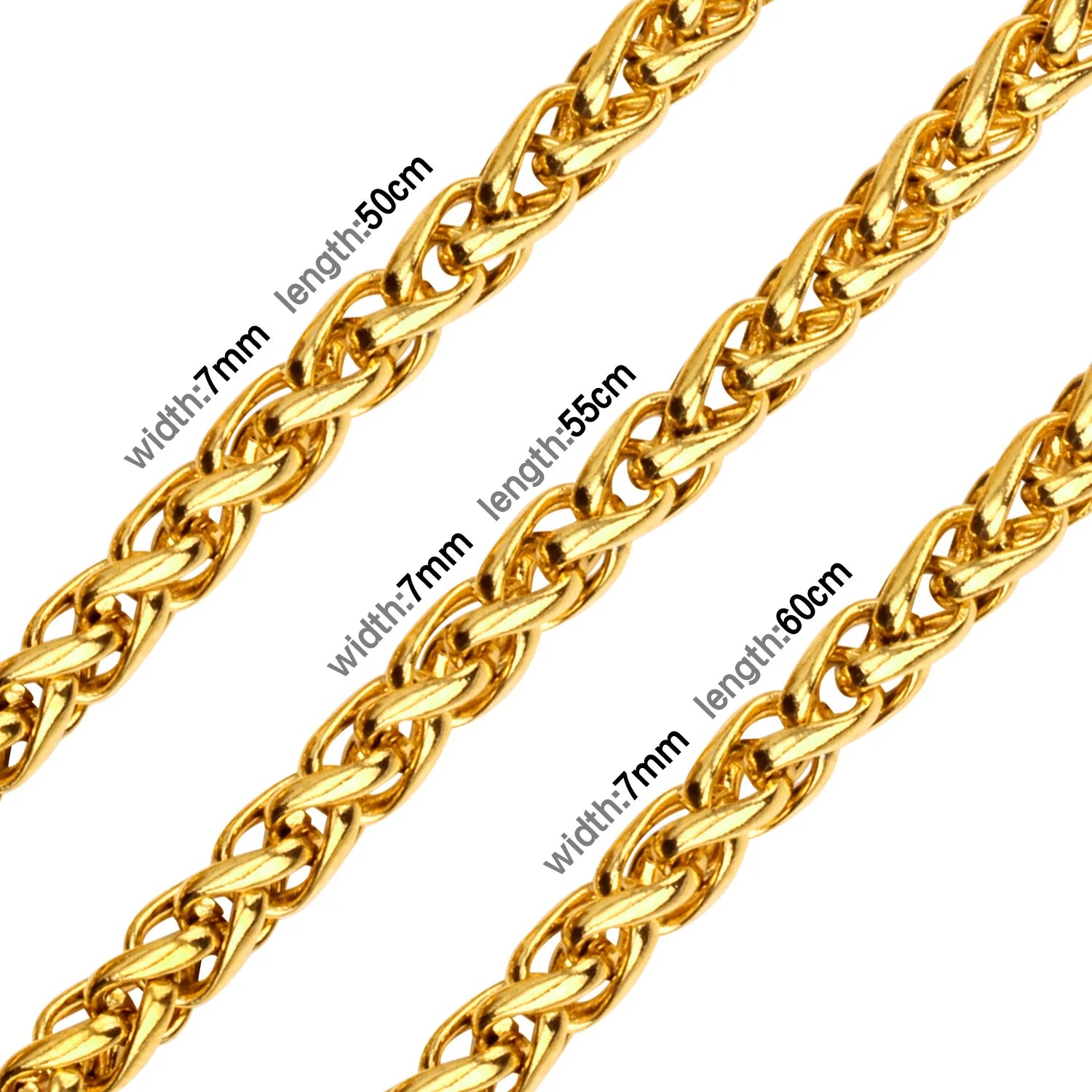 LUXUSTEEL Basic Punk Stainless Steel Chain Necklace For Women Men Cuban Figaro Braided Wheat Link Choker 5MM/7MM
