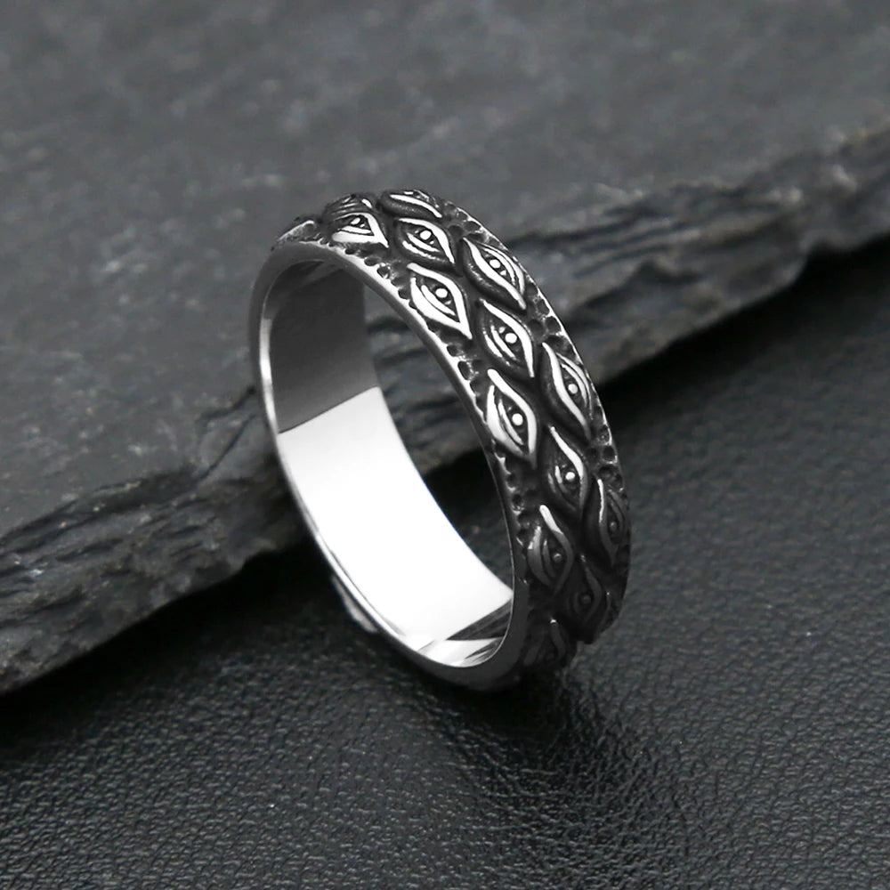 Evil Eye Steel Ring Vintage 316L Japanese Mythology