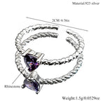 Heart Silver Ring Sterling Inlaid Shiny Purple