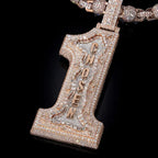 Iced Out Number 1 Pendant Necklace 'CHOSEN' Letter Rose Synthetic Zircon Hip Hop Jewelry for Men Rap Singer Style Men's