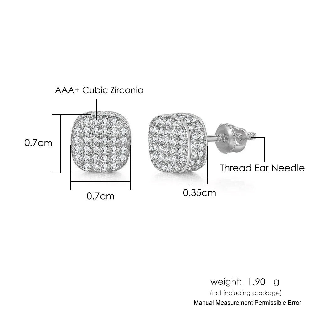 Iced Out Round Stud Earrings — Gold