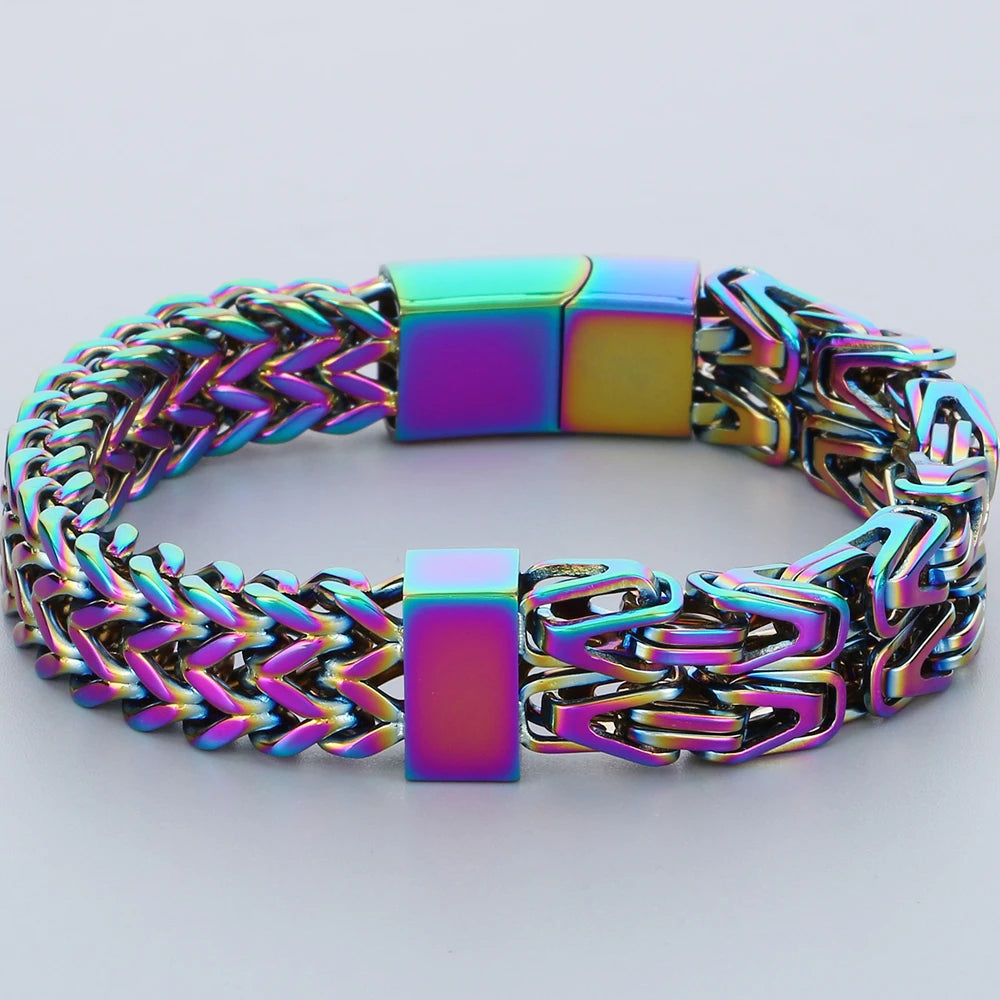 Waterproof Bracelet for Men 316L Stainless Steel Double Layer Link Chain Men's Bracelets Jewelry Accessories His