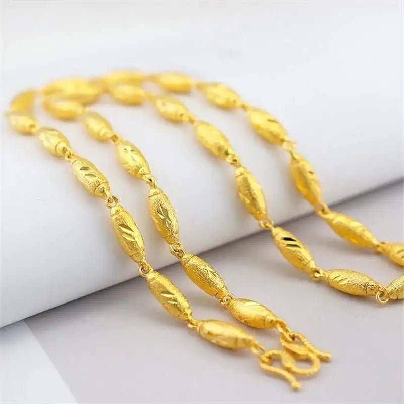 Twist Walnut Necklace Men's 24K Gold AU999 - Tough twist chain body, walnut for luxury, perfect for business parties