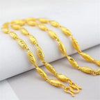 Twist Walnut Necklace Men's 24K Gold AU999 - Tough twist chain body, walnut for luxury, perfect for business parties