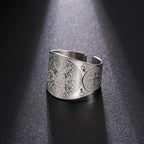 Stainless Steel Solomon Kabbalah Protection Enochian Magic Angel Ring Amulet for Men and Women