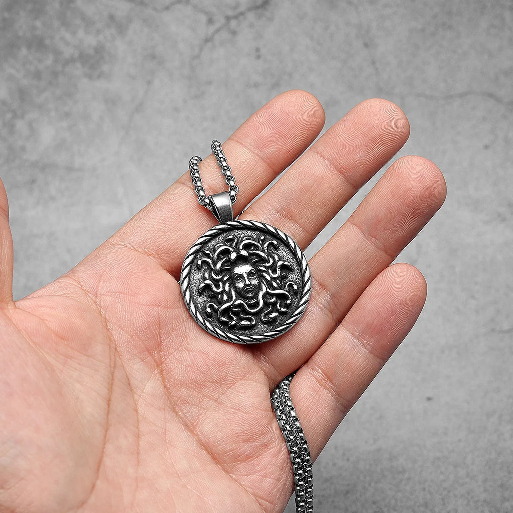 Snake Medusa Pendant Necklace Stainless Steel