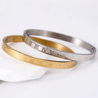 Roman Numeral Charm Bangle — Stainless Steel