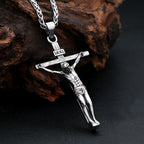 Punk Jesus Christ Cross Pendant Necklace For Men 316L Stainless Steel Fashion Religious Prayer Amulet Jewelry Gifts