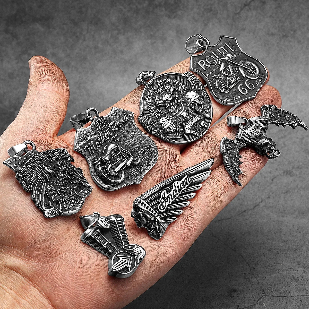 Skull Gothic Wings Pendant Necklace Stainless Steel