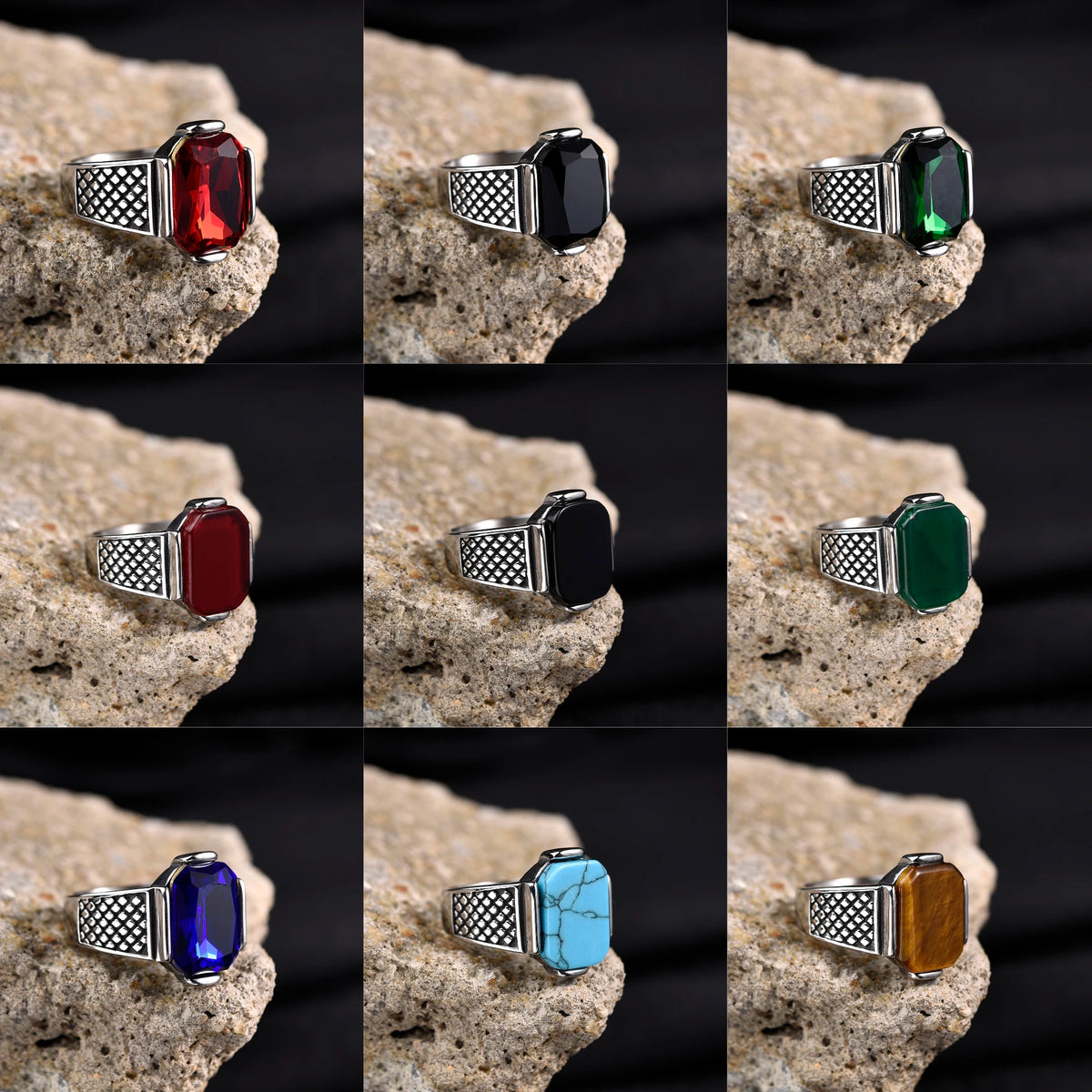 R3351 Men's High Quality Stainless Steel Multiple Color Styles Onyx Rings Jewelry Professional Factory Made