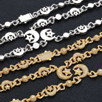 Iced Out Star Cuban Chain Necklace Moon CZ