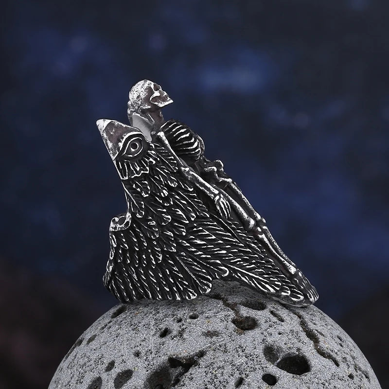 2023 New 316L Stainless Steel Angel Wing Skull Vintage Punk For Man Aegishjalmur Jewelry Boyfriend Gift Freeshipping