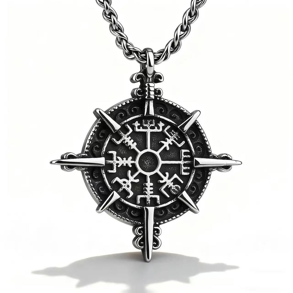 Compass Viking Steel Pendant 316L Rune