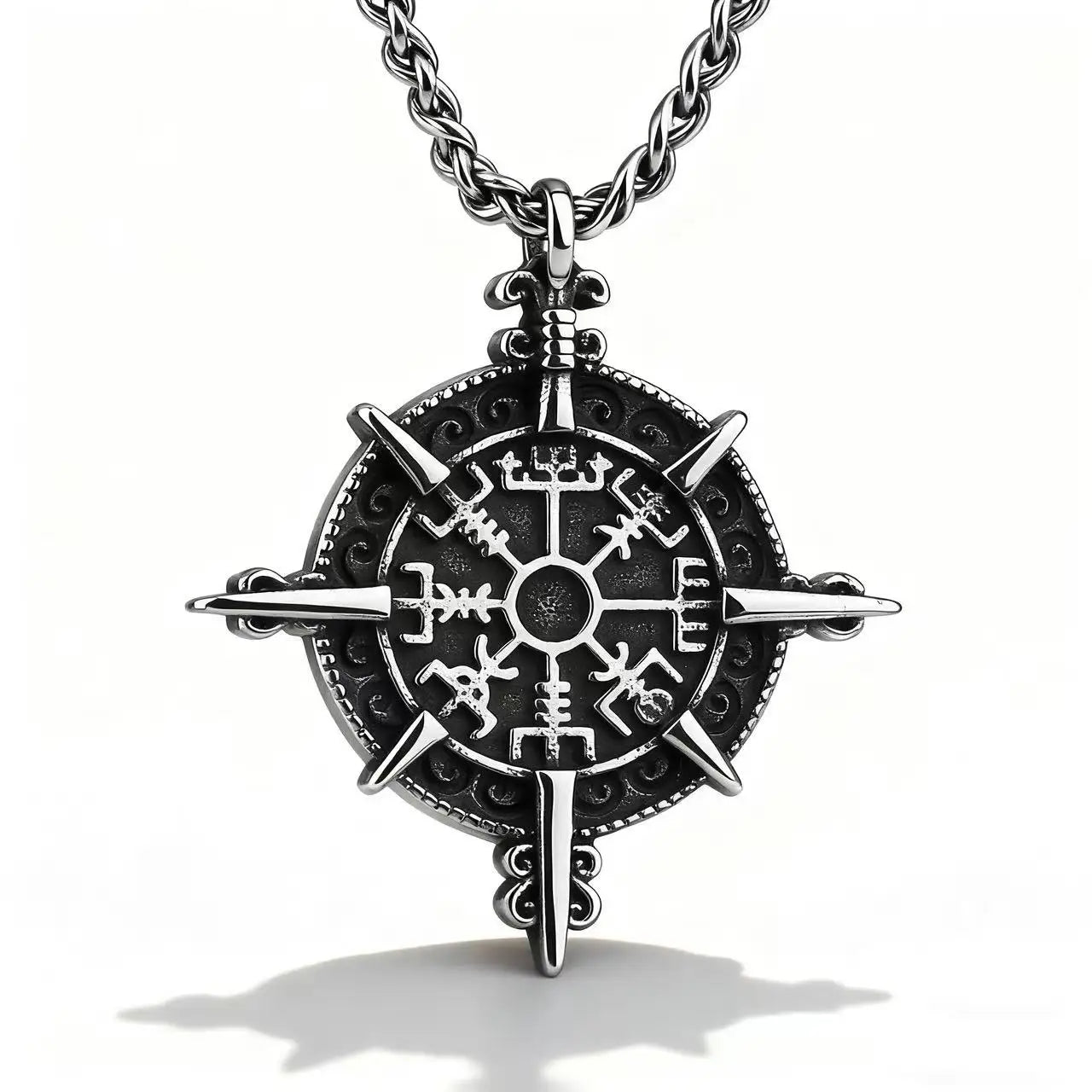 Compass Viking Steel Pendant 316L Rune
