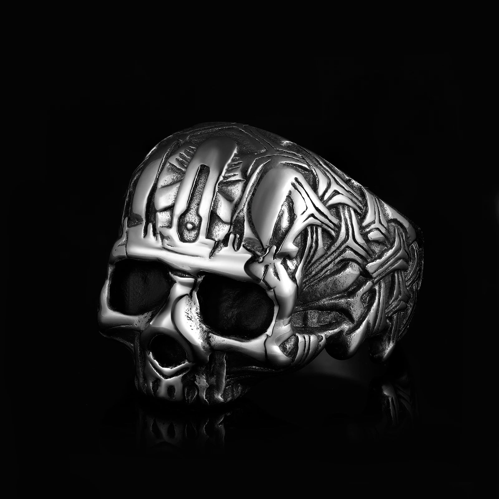 Men's Calvarium Skull Ring Gothic 316L Stainless Steel Biker Ring Motorcycle Band jewellery Party Gift OSR734