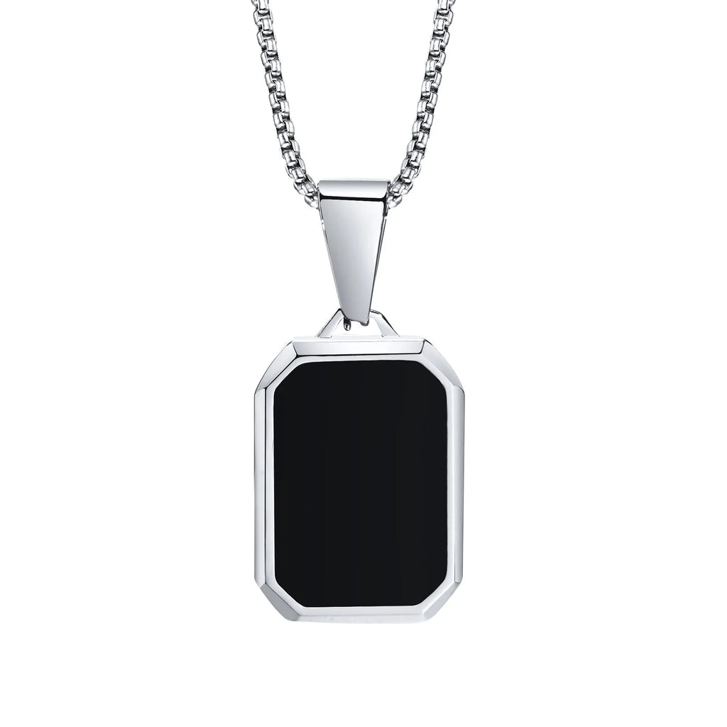 Simple Geometric Pendant Necklaces for Men Women Rectangle Stainless Steel Jewelry Cadenas Para Hombre Collares Para