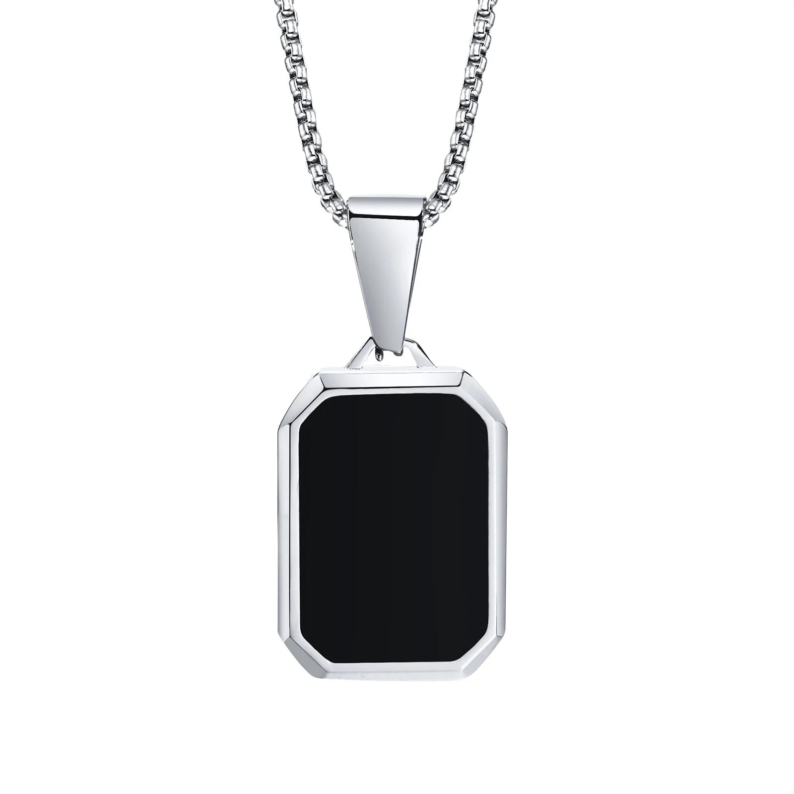Simple Geometric Pendant Necklaces for Men Women Rectangle Stainless Steel Jewelry Cadenas Para Hombre Collares Para