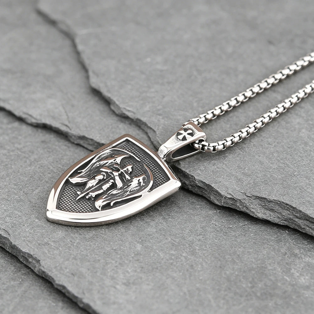 Trendy Charms Archangel Pendant for Men Women 316L Stainless Steel St Michael Necklace for Men Catholic Amulet Jewelry Gift