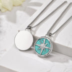 Eight-Pointed Star Stone Round Pendant Necklace