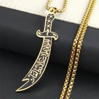 Zulfiqar Imam Ali Sword Necklace — Stainless Steel, Gold-Tone