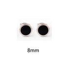 Round Stud Earrings 3 Pairs Set 6mm 8mm 10mm — Stainless Steel