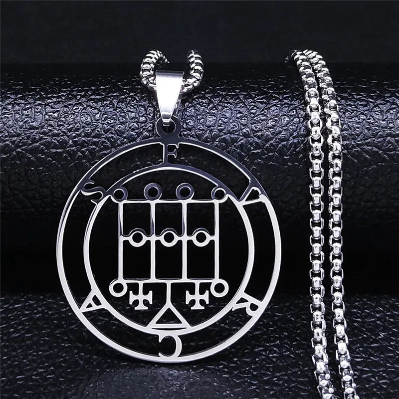 Satan Seal Silver Chain Necklace — Stainless Steel
