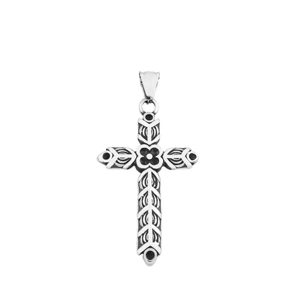 Gothic Cross Steel Pendant Vintage Rhombus Biker