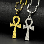 Egyptian Ankh Cross Stainless Steel Pendant Necklace for Women Men Key of Life Symbol Cross Chain Necklaces Amulet