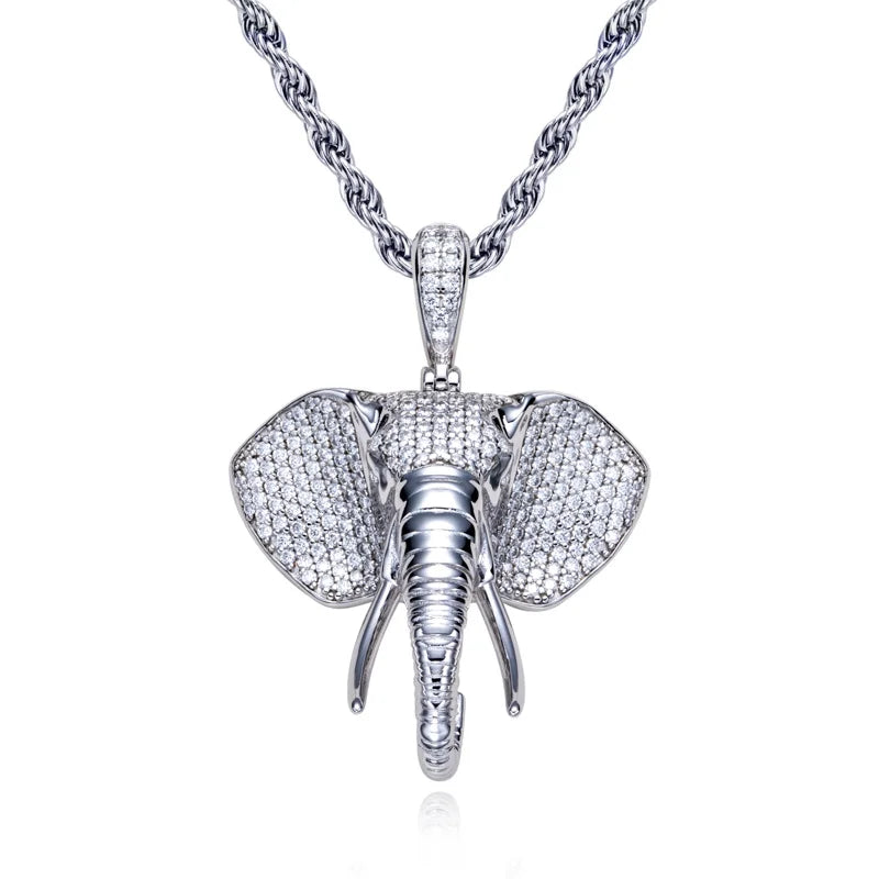Iced Out Elephant Pendant — 925 Silver