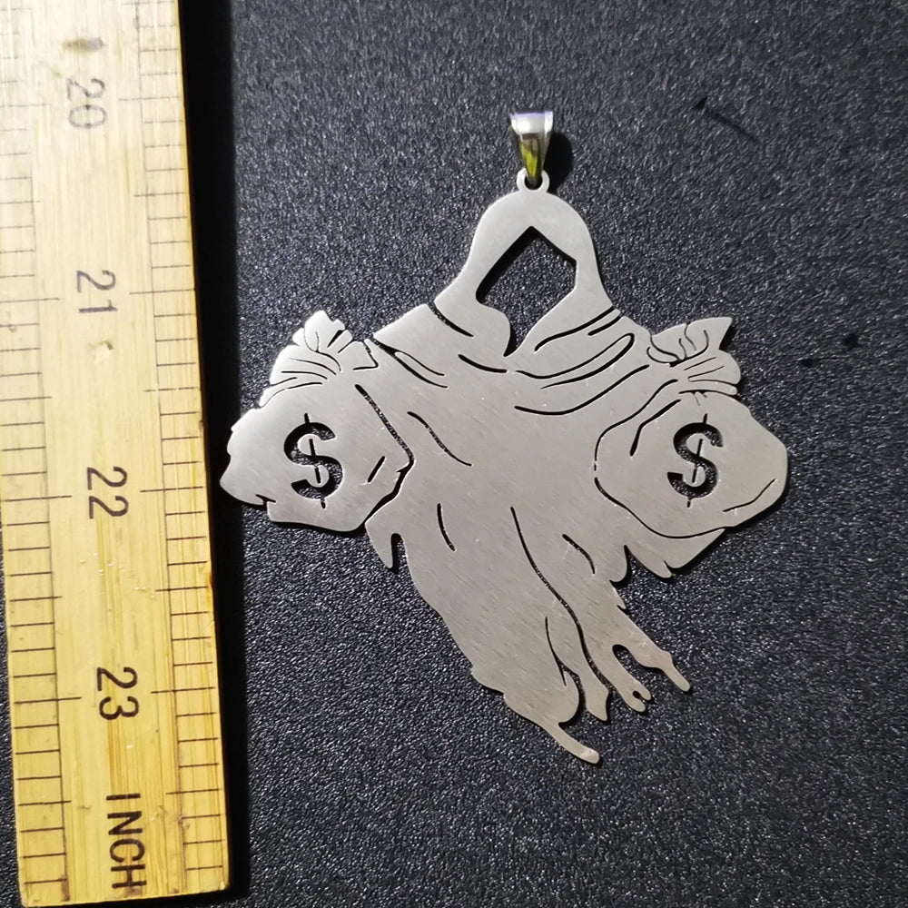 Large Haunted Pendant Necklace — Stainless Steel, 30 Inch