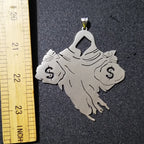 Large Haunted Pendant Necklace — Stainless Steel, 30 Inch