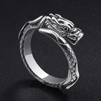 Chinese Dragon Animal Band Ring for Men Women — Silver-Tone