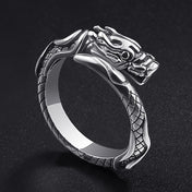 Chinese Dragon Animal Band Ring for Men Women — Silver-Tone