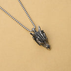Silver Dragon Head Pendant Necklace Stainless Steel