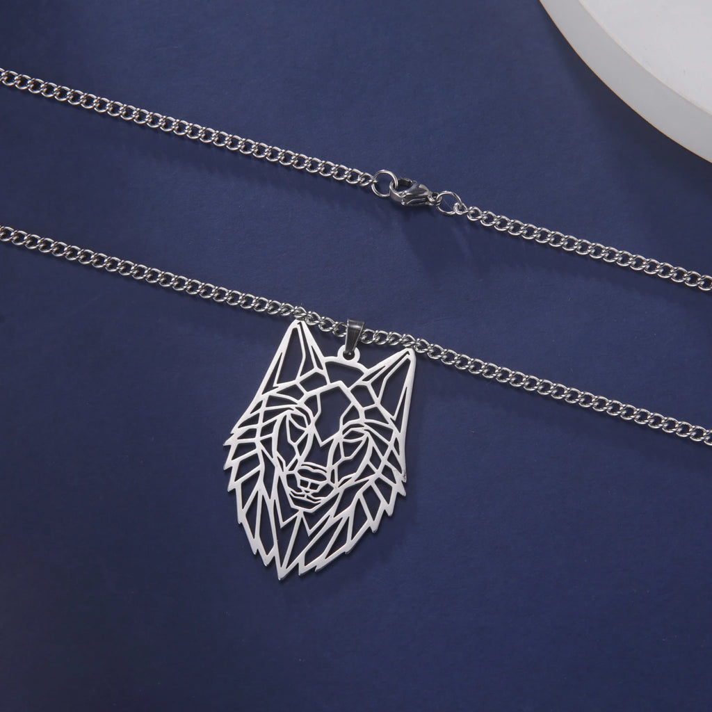 Skyrim Wolf Amulet Cut Out Pendant Necklace Men Women Stainless Steel Hip Hop Box Chain Necklaces Animal Jewelry Birthday Gift