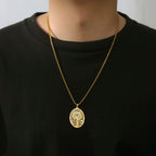 Retro Saint Religious Necklaces for Women Men Archangel Metatron Pendant Patron Saint Amulet Medal Religion Religious