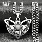 Heart Celtic Knot Steel Pendant Crescent Moon