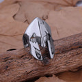 Stainless Steel Vikings Glossy Mask Ring Men's Personality Punk Hip Hop Sparta Face Shield Shape Finger Jewelry Ring Gift